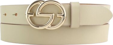 Жіночий шкіряний ремінь Beltinger Emil 3 см, бежевий з золотою пряжкою, 85 см (загальна довжина 100 см)