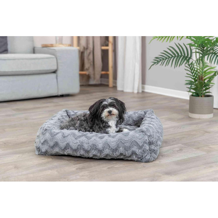 Ортопедичне собаче ліжко TRIXIE Vital Loki 65x50 см - м'яке ліжко з Memory Foam для собак, сірого кольору, розмір L