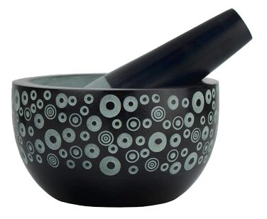 Мортертка Сатурн Fair Trade з толуштою, м'який камінь, H 6,5 см, DM 12 см