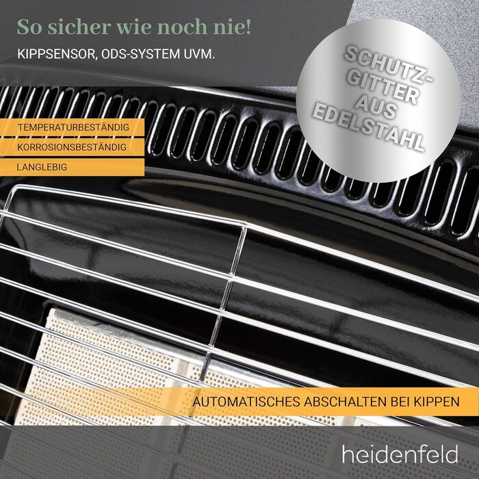 Газовий обігрівач Heidenfeld Inferno GH100 | 3 роки гарантії, 4200 Вт, для приміщень, газ до 15 кг,(Газовий балон не входить у комплект)