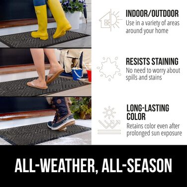 Килимок для підлоги GORILLA GRIP WeatherMax: 100% водонепроникний, для будь-якої погоди, з натурального каучуку, стійкий до плям та сонця, для дому та вулиці