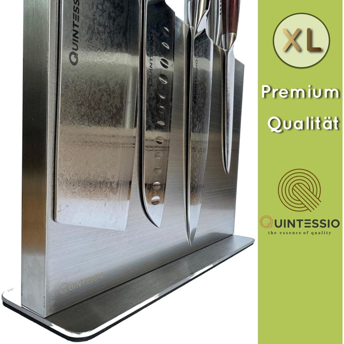 QUINTESSIO XL магнітний блок для ножів з нержавіючої сталі, без ножів, тримач для ножів, магнітний органайзер для кухні