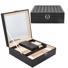Шкатулка для зберігання прикрас Korbi, чорна, з дзеркалом