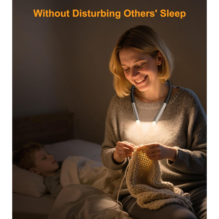 Світлодіодна лампа Gritin для читання на шиї, настільна/нічна, 4 кольори, 5 режимів яскравості, регулювання, захист очей, акумулятор 80 годин, гнучкий кріплення, ергономічне читання для ліжка/в'язання/рукоділля сірого кольору