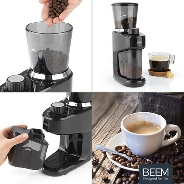 Електрична кавомолка BEEM GRIND-INTENSE 160 г, 15 режимів, конічний сталевий млин, 150 Вт, чорна
