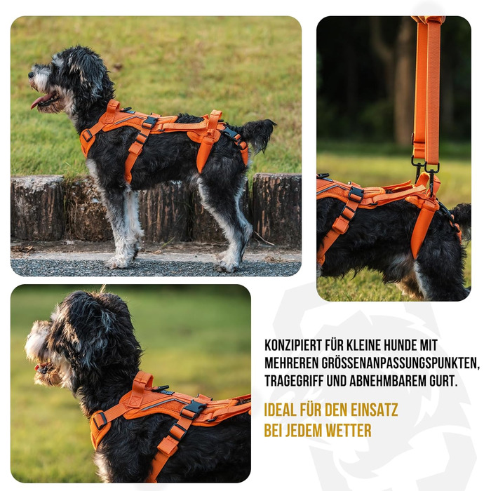 Шлейка для собак OneTigris Hopper для підтримки та реабілітації, XS (S:8-15кг, Обіх:36-51см, Грудка:51-69см), Помаранчевий