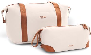 Набір валіз FERGÉ Milano 5-ти частинний: 3 розміри + сумка + органайзер для косметики - комплект для подорожей, 4 колеса, бежевий (2 шт.)