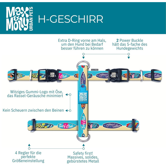 Нашийник для собак Max & Molly H-подібної форми, Ultracomfort, Tropical/M, з неопрену, для середніх собак, з м'якою підкладкою, безпечний та ультралегкий