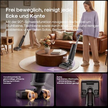 Акумуляторний миючий пилосос EUREKA FloorShine 830 для твердих підлог, 24000 Па, з функцією самоочищення та сушіння гарячим повітрям 75°C, Anti-Tangle 3.0, 60 хв роботи