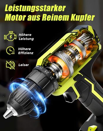 Акумуляторний шуруповерт-дрель 20V, 56 шт. в наборі, 42Nm, LED-підсвітка, для дому та ремонту