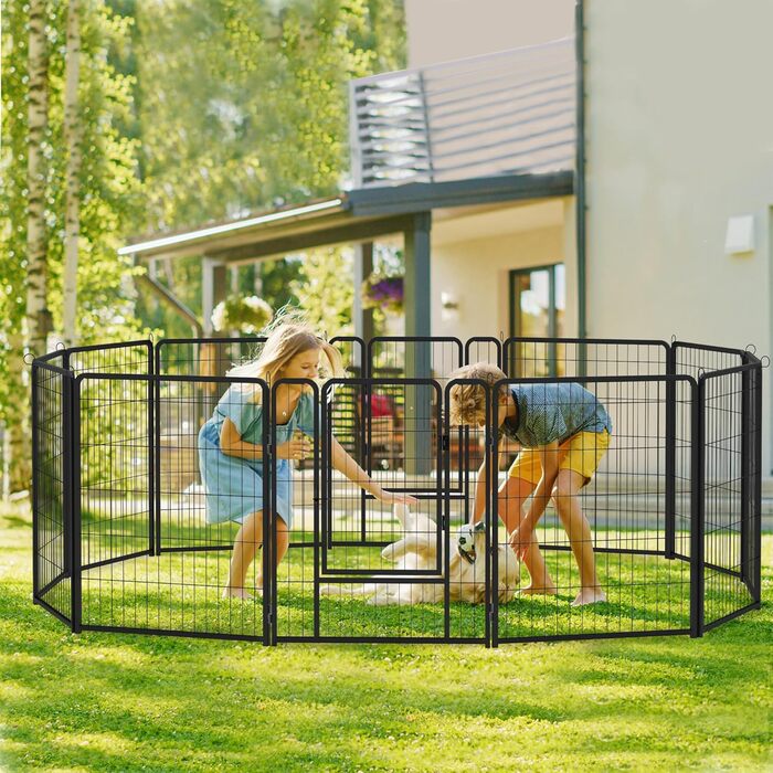 Вольєр для цуценят/собак Freigehege, розкладний, 6 секцій, 65x80 см, чорний (6 шт.)