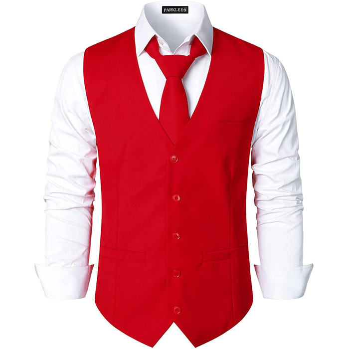 Чоловічий жилет Parklees Slim Fit: класичний, для костюма, смокінга, повсякденний, червоний колір
