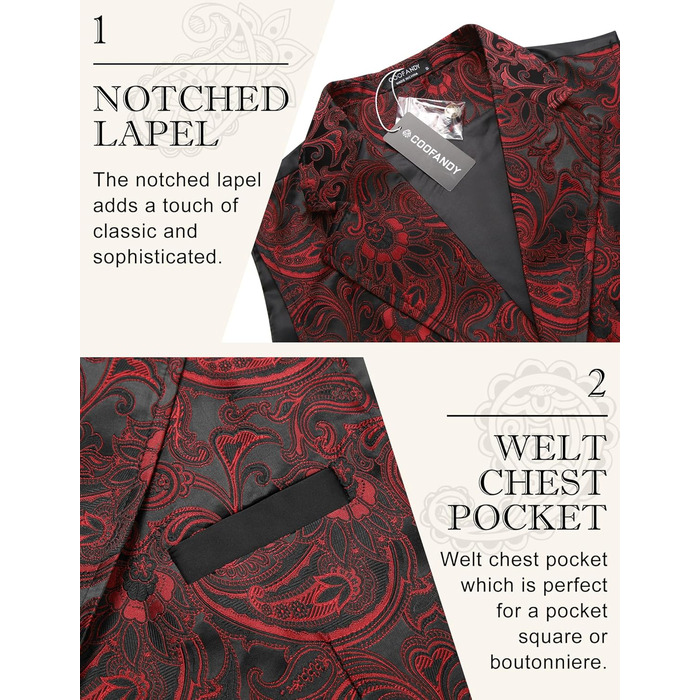 Чоловічий жилет Coofandy Paisley вікторіанський готичний стиль Стімпанк для смокінга з лацканами фіолетовий