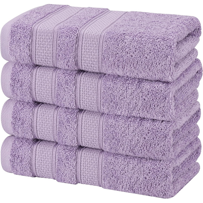 Набір рушників для рук American Soft Linen Premium, 100% турецька бавовна, люксова готельна якість, ліловий колір, 4 шт.