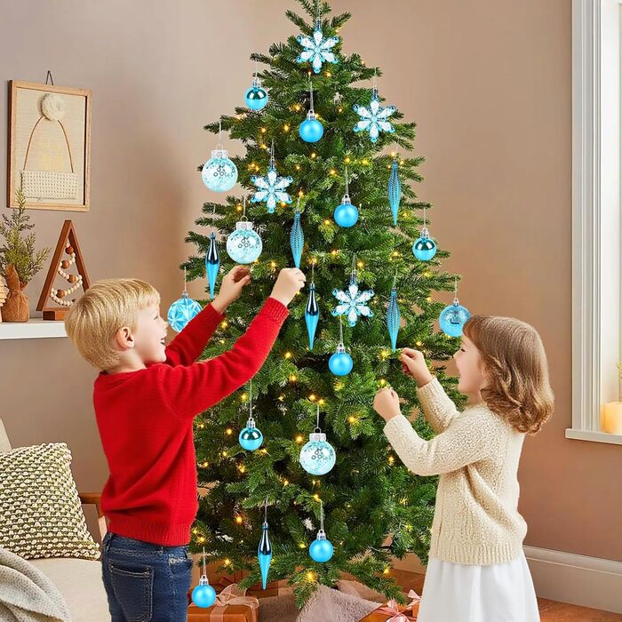40 шт. прикрас на ялинку: сині кулі, міцні, для новорічного декору