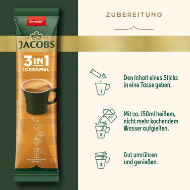 Кава розчинна 3в1 Jacobs карамель, стіки з цукром та вершками, 120 шт x 11.2г (1.34 кг)