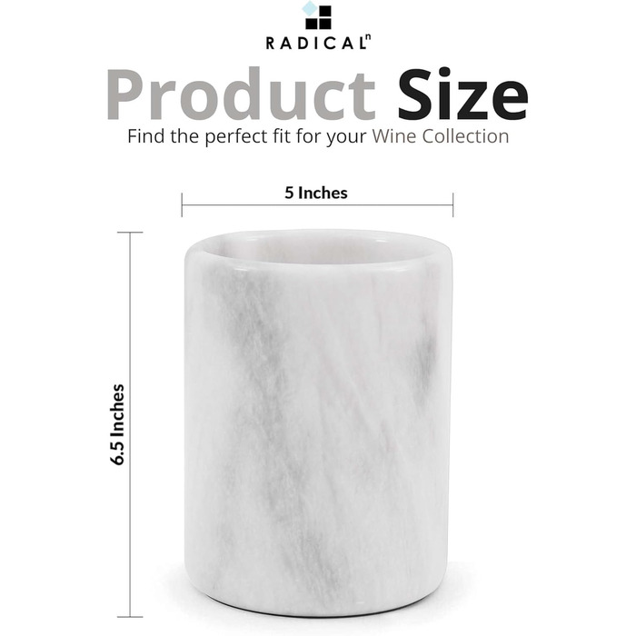 Radicaln Marble Wine Cooler Oceanic 16.5cm - Handcrafted Drink Chiller for Bar Accessories, Wine & Champagne Cooler - Wine Bottle Holder for Bar Decor