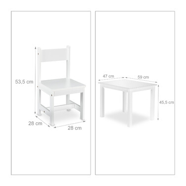 Relaxdays Children's Seating Group White with 2 Chairs