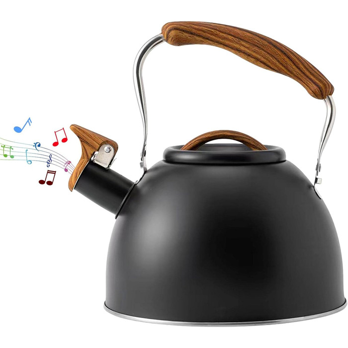 Чайник для плити з свистком 3л з нержавіючої сталі з дерев'яною ручкою