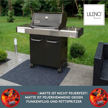 Захисний килимок для гриля та барбекю LILENO HOME 75x120 см, чорний, для газових і вугільних грилів, Steak House — підкладка для підлоги, ідеальна для сімейного грилювання