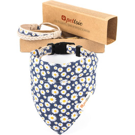 Pettsie Dog Collar with Bandana Cloth and Friendship Bracelet, Adjustable Sizes S, M, and L, Strong and Durable, Great Gift for Dog Lovers in Attractive Packaging, M, Pink (L (18.0 - 26.0 inches), Dark Blue)