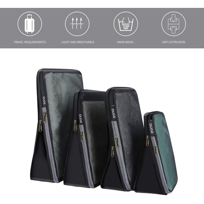 Органайзери для подорожей Eono by Amazon (4 шт.): компресійні куби для пакування валіз та рюкзаків