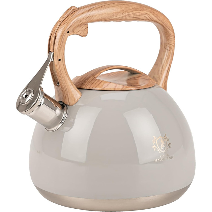 Електричний чайник Karl Hausmann 3L з автоматичним свистком, з нержавіючої сталі для Induktion, Gas та Electric плит