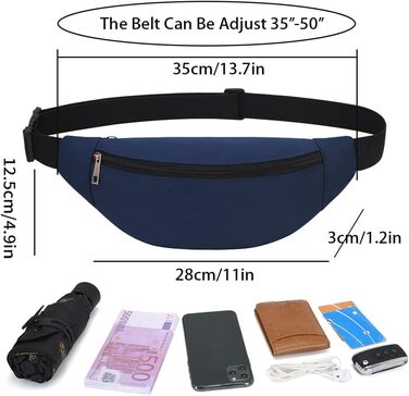 Поясна сумка на пояс для чоловіків та жінок, спортивна, на стегнах, для подорожей, прогулянок з собакою, Outdoor (Блакитна)