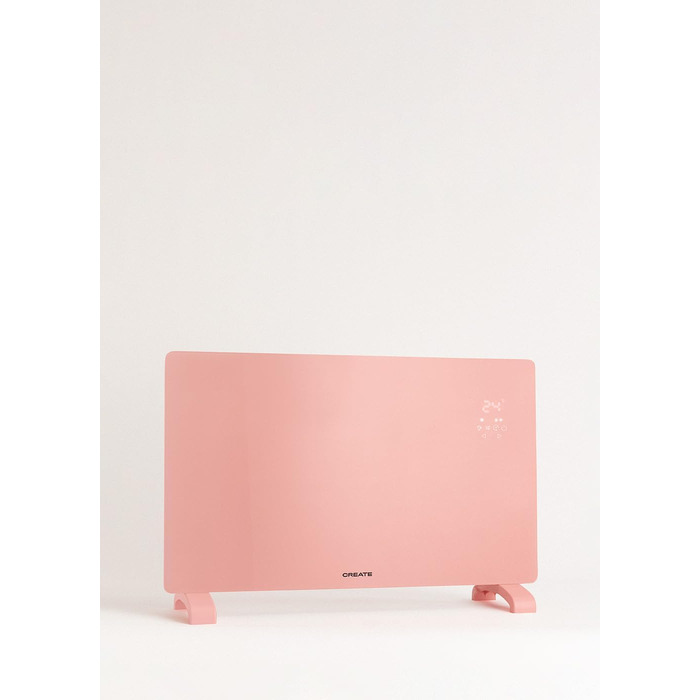 Електричний конвектор CREATE/WARM Crystal 2000W з WiFi, скло, пастельно-рожевий, LED-touchscreen, 2 режими