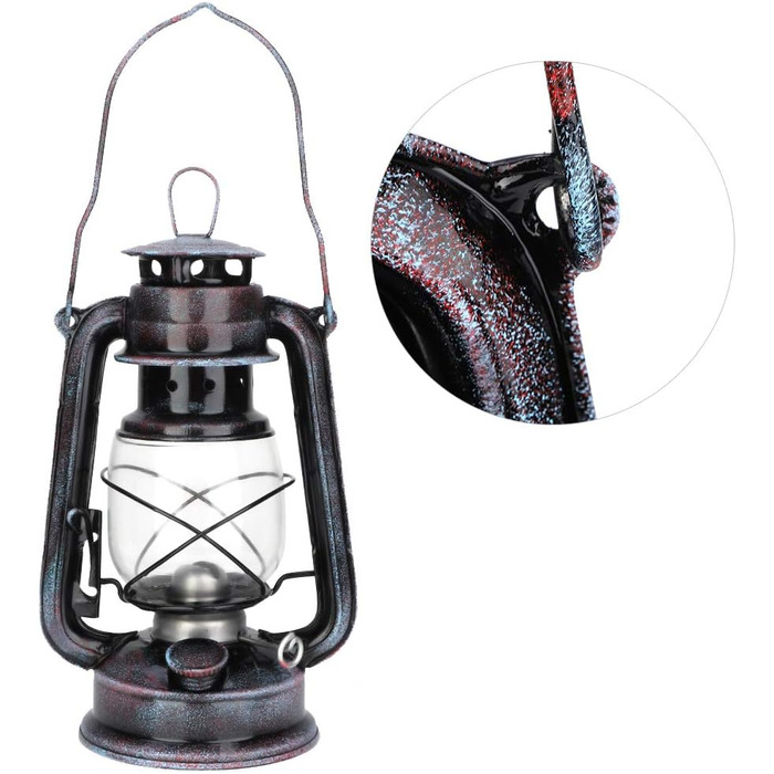 Vintage Petroleum Lamp, Classic Petroleum Lamp Nostalgic Petroleum Storm Lantern with Glass Bulb, Portable Camping Outdoor Lights, 24cm (Kerosene Lamp)