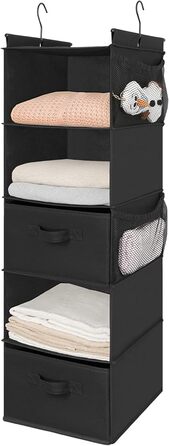 Органайзер для шафи MAX Houser з 5 полицями, підвісний, для економії місця, з 4 кишенями збоку, складний, бежевий