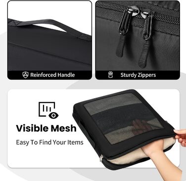 Органайзери для валізи Prezon - набір 8 шт., легкі, чорні