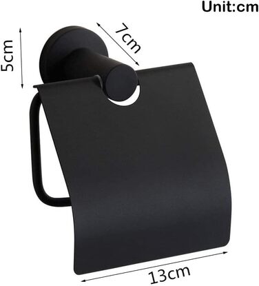 CASEWIND Toilet Paper Holder Black, Toilet Roll Holder with Lid, Antique Toilet Paper Holder with Drill Wall Mount Stainless Steel Matte for WC Nostalgia