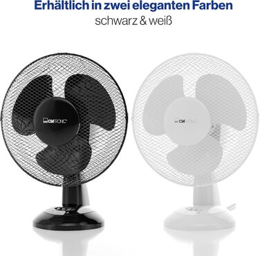 Вентилятор Clatronic® з функцією гойдання | Тихий вентилятор 2 швидкості | Діаметр 23 см | Настільний вентилятор 30W | VL 3601 (Чорний)