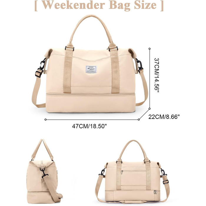 Спортивна сумка для подорожей та фітнесу, водонепроникна, з відділенням для взуття, 47x37x22 см (38л)