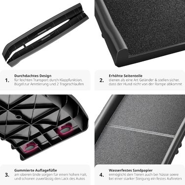 Рампа для собак Tectake®: складна, неслизька, до 90 кг, захист багажника, для авто, ліжка, дивану та сходів