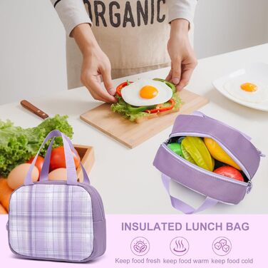 Шкільний рюкзак для дівчаток з візерунком, дихаючий та водовідштовхуючий рюкзак для 1-5 класів (рюкзак для дітей + ізольована ланч-торбинка + пенал, фіолетовий)