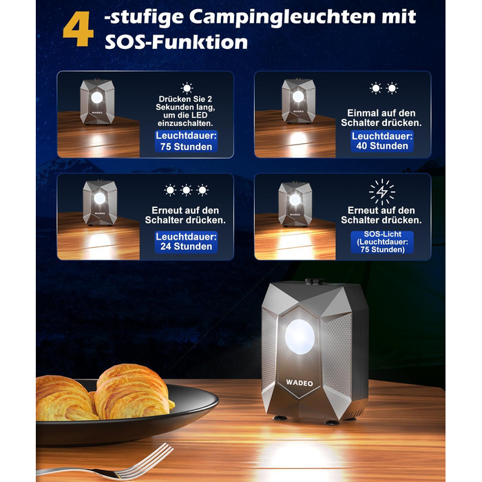 Портативна душова система WADEO для кемпінгу з акумулятором 6000 mAh, LED-підсвічуванням та IPX8 водонепроникністю, 5 режимів тиску. Комплект для відпочинку на природі, подорожей та догляду за тваринами.