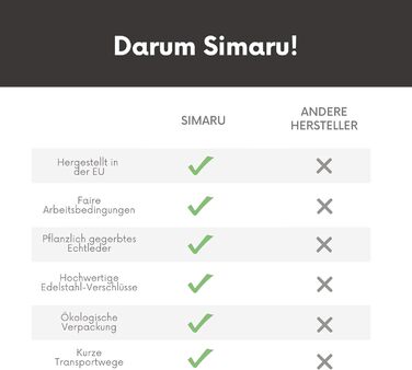 Шкіряний ремінець Simaru Premium якості, виготовлено в Німеччині, чорний, всі розміри