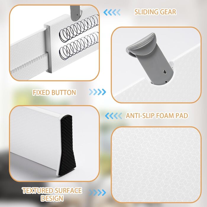 Adjustable Drawer Dividers, Set of 4 Drawer Dividers, Plastic Drawer Organizers, Drawer Separators System for Kitchen, Cabinet, Dresser, Bedroom, Bathroom, Office