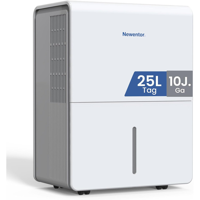 Електричний осушувач повітря Newentor 12L - для підвалу та дому, з таймером, фільтром та шлангом 1м, 10 років гарантії (25л/день)