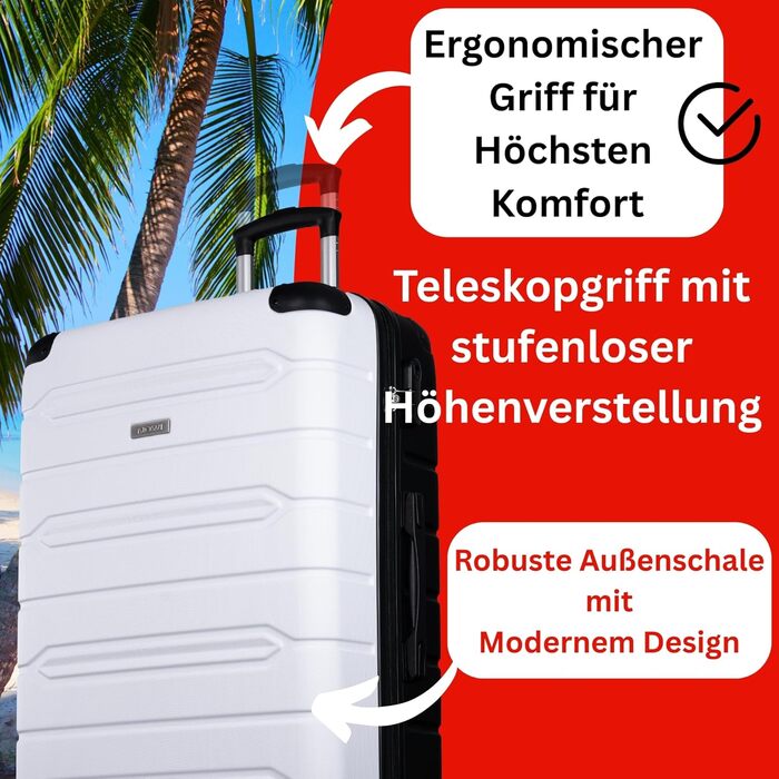 Набір валіз NOWI Rhodos – 3 шт. з ABS, з кодовим замком, 360° обертання, рожевий. Розміри M, L, XL