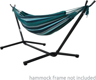 Гамак yourGEAR Cebu XXL 220x160 см, бавовна, зелений/блакитний, до 300 кг, для двох осіб, з сумкою