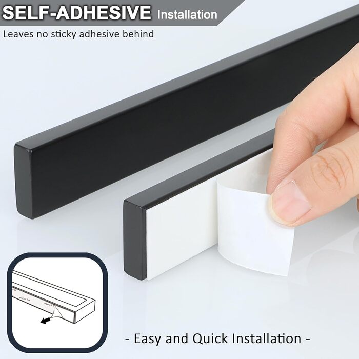 Тримач для рушників SAYAYO без свердління, 30 см, чорний, нержавіюча сталь, самоклеючий, для ванної кімнати та кухні