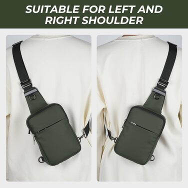 Сумка на груди Broadream: водонепроникна сумка через плече для чоловіків та жінок, RFID-захист, для спорту та походів (B-зелений)