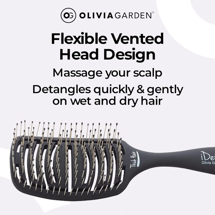 Щітка для волосся Olivia Garden iDetangle для густого волосся, Paddle, Memory Flex, для щоденного розчісування