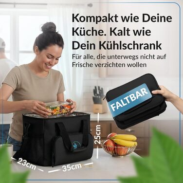 Ізольована сумка-холодильник 20/30L (складніша) для пікніка, роботи, покупок - чорна сумка-холодильник з PEVA матеріалом, 10-12 годин охолодження, з відкривачем для пляшок