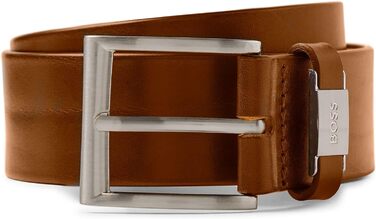 Чоловічий шкіряний ремінь BOSS Connio з металевими деталями та логотипом (85, -001 Black/-210 Medium Brown)