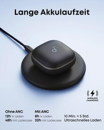 Soundcore Liberty 5: Бездротові навушники з активним шумозаглушенням (ANC) та Dolby Audio, Чорний