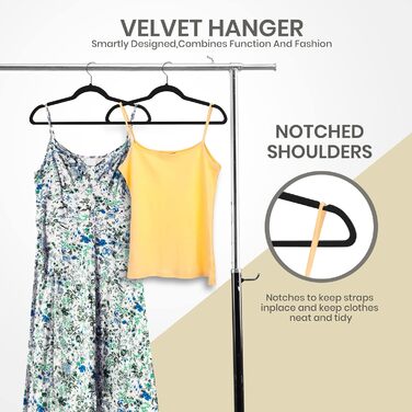 Utopia Home Premium Velvet Clothes Hangers - 50 Pack - Non-Slip & Durable Clothes Hangers - Black Clothes Hangers with 360 Degree Swivel Hook - Heavy-Duty Clothes Hangers